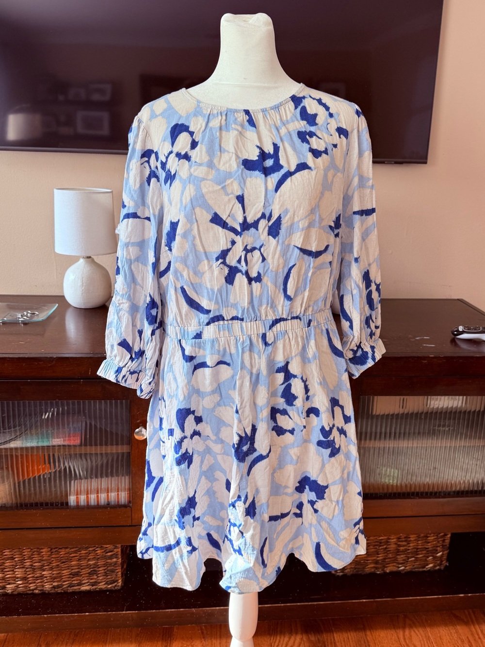 LOFT LINEN Blue Floral Lightweight Women’s Dress